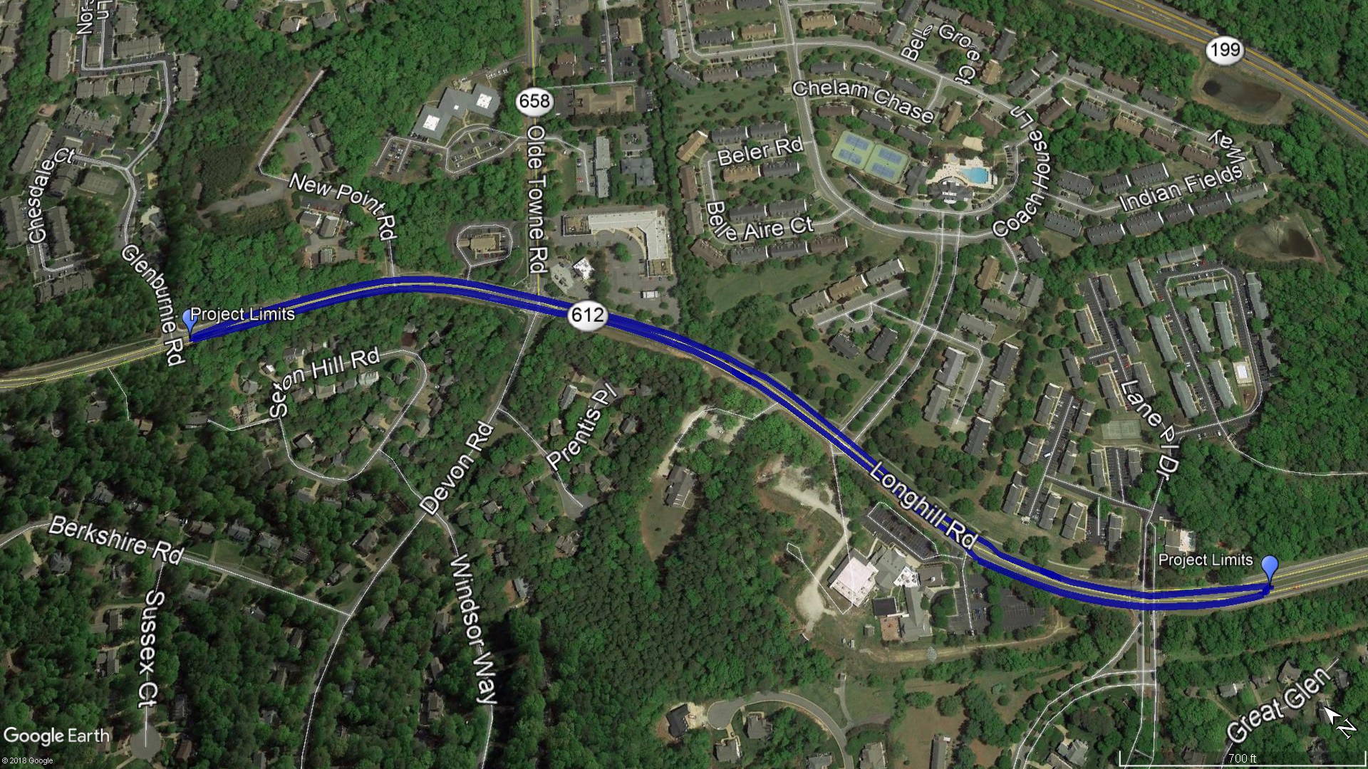 Longhill Road Project Limits Map