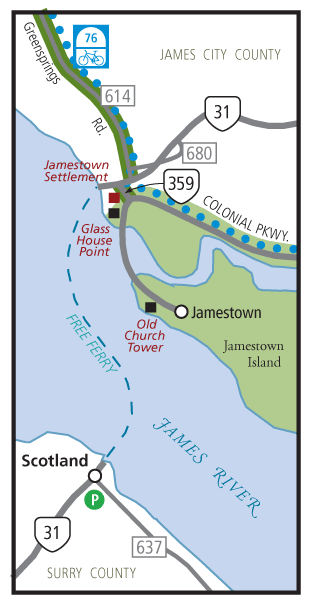 Jamestown-Scotland Ferry Route